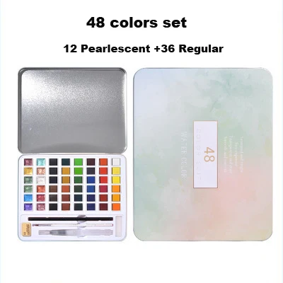 

Pearlescent Water Color Pigment Solid Watercolor Paint Set Pearl Fluorescent Glitter Metallic Painting Art Supplies
