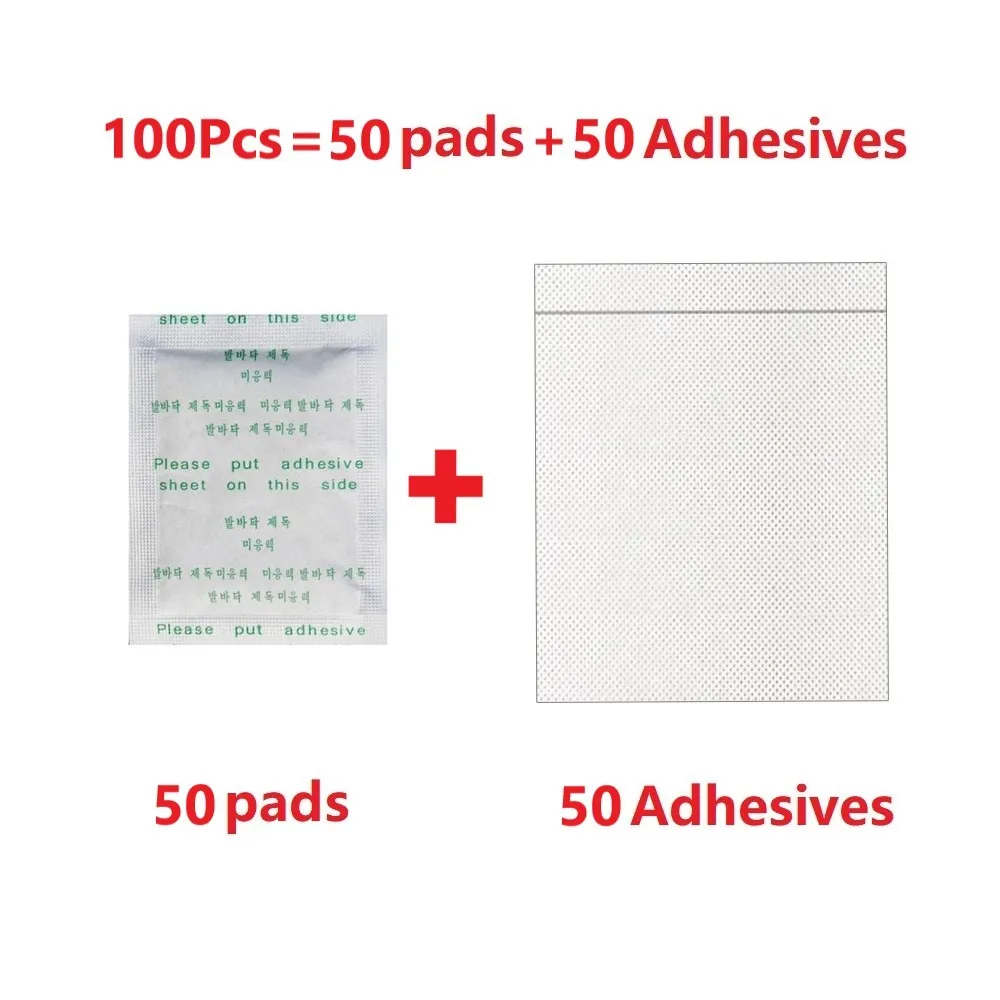 100 шт. = 50 пластырей + клеев Детокс пластырь для ног бамбуковый похудения удаление