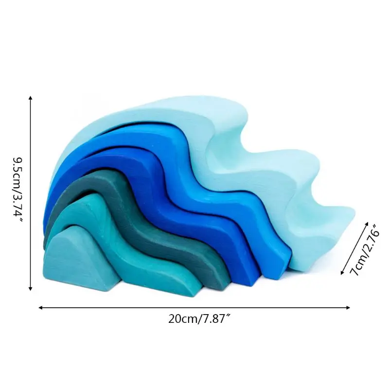 

85DE Kids Wooden Rainbow Building Blocks Stone Hand-Eye Puzzle Educational Toys Gifts