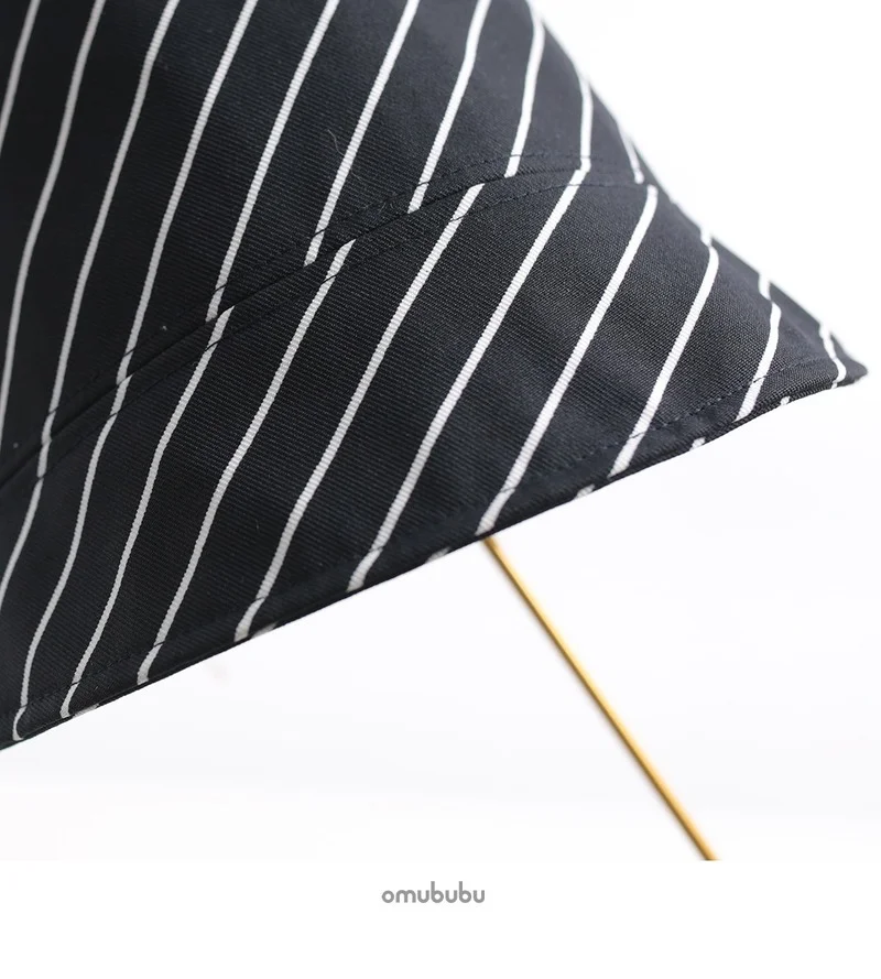

Women Stripe Cotton Bucket Hat Summer Foldable Panama Sunscreen Caps Literature And Art Casual Fisherman Hat