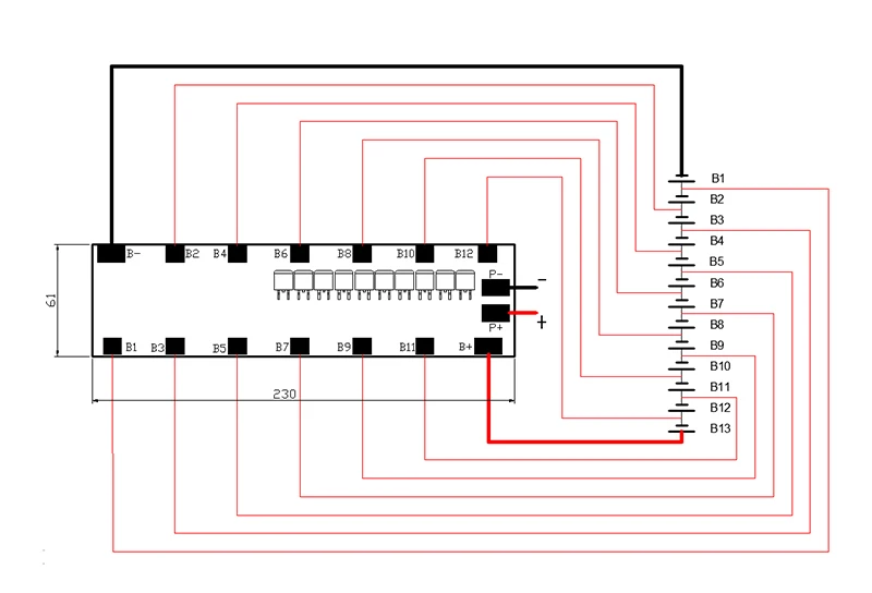 Литий-ионный аккумулятор 13S 48V 25A BMS литий-ионный аккумулятор BMS для держателя 6*13w