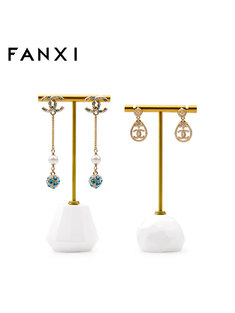 

FANXI New Earring Frame Metal Jewelry Frame Bright White Jewelry Props Decoration Window Display Jewelry Tray Earings Packaging