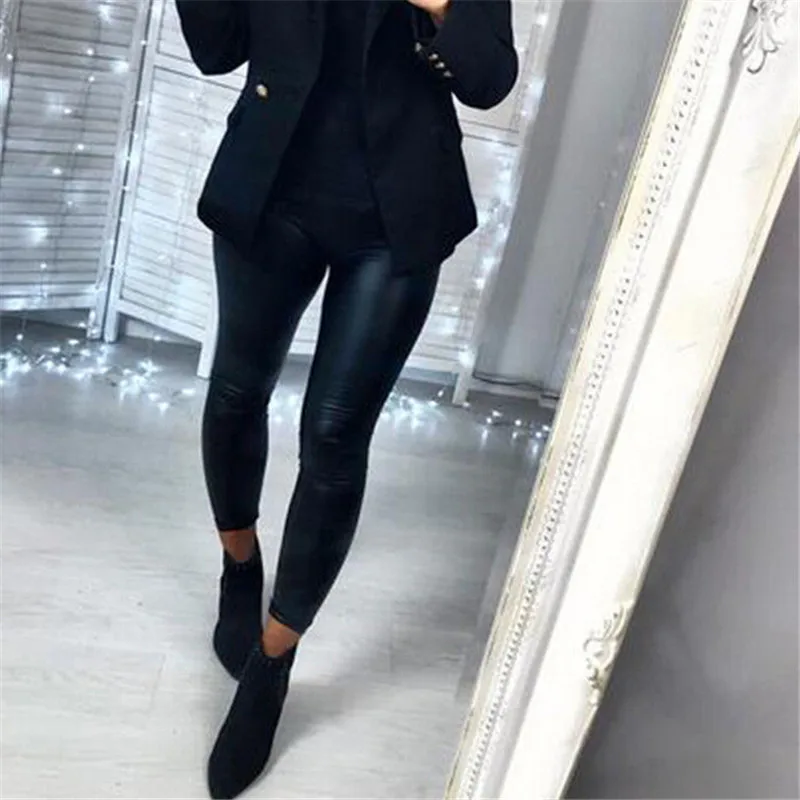 Женские пикантные облегающие брюки из искусственной кожи повседневные женские
