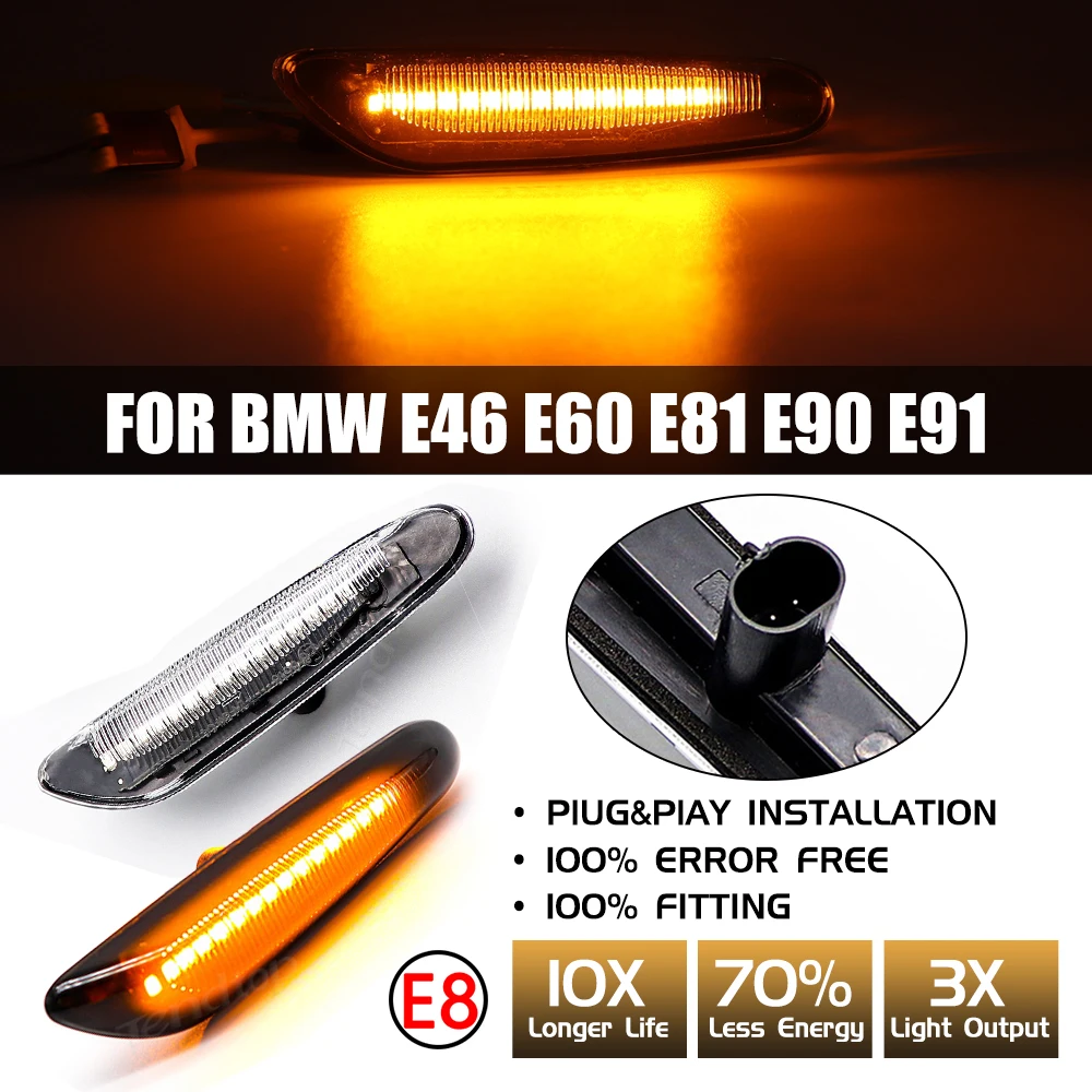 Directional Mirror For BMW X3 E83 X1 E84 X5 X53 E60 E61 E46 E81 E82 E90 E92 E87 E88 Flowing LED Turn Signal Side Marker Light