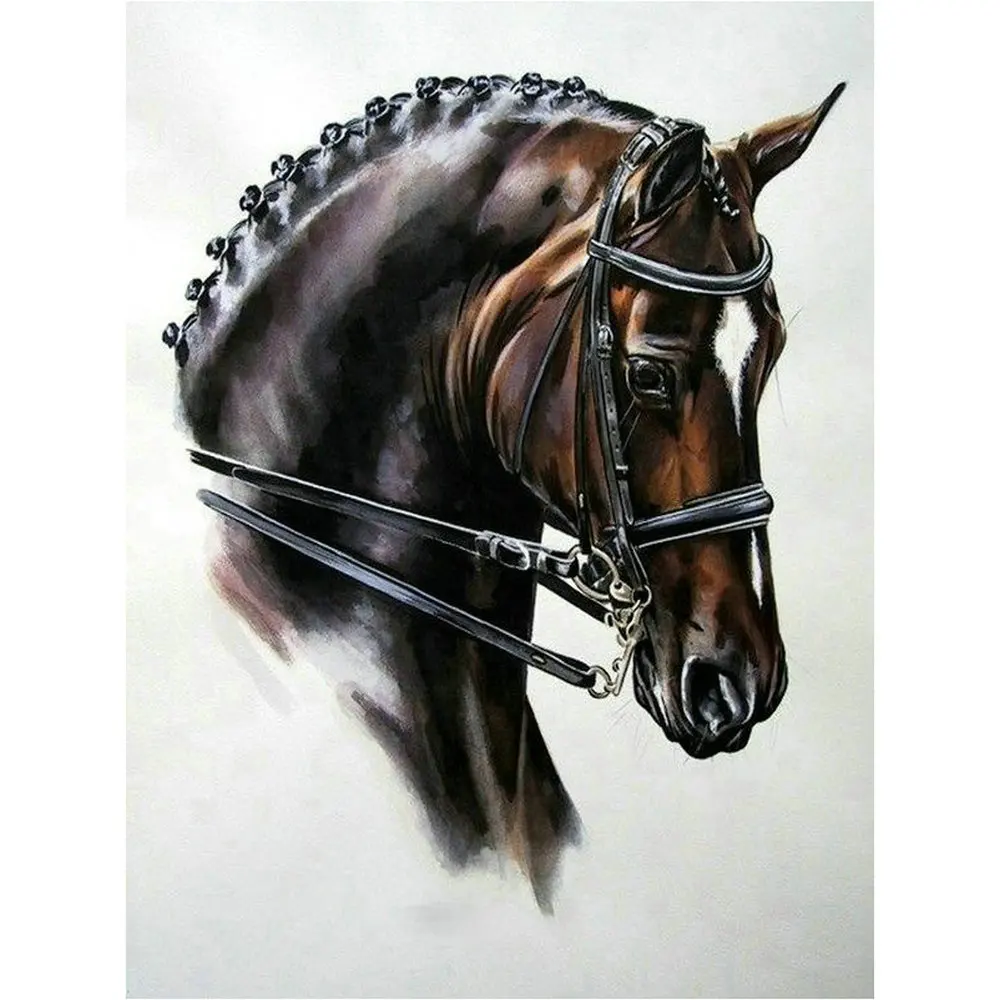 Фото Животные алмазная живопись Лошадь полный квадрат 5d вышивка крестиком 3d круглая