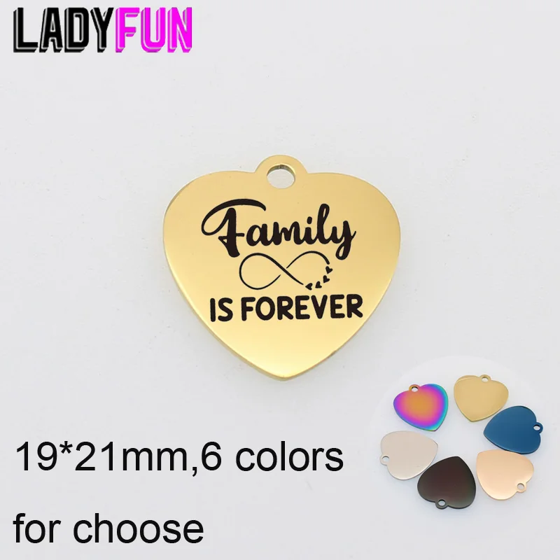 

Подвеска «Семья навсегда» в форме сердца, подвески из нержавеющей стали с лазерными сообщениями, подвеска «сделай сам» для изготовления юв...