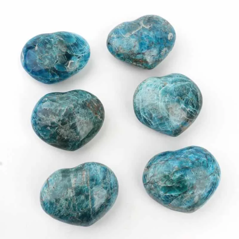 

MOKAGY 70MM-80MM Natural Blue Apatite Quartz Heart Stone Crystal Carvings Ornaments 1pc