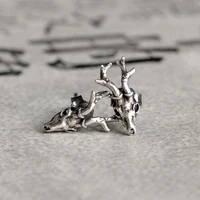 stainless steel pair of deer earrings witchy earrings stag studs gothic jewellery punk studs real animal skull