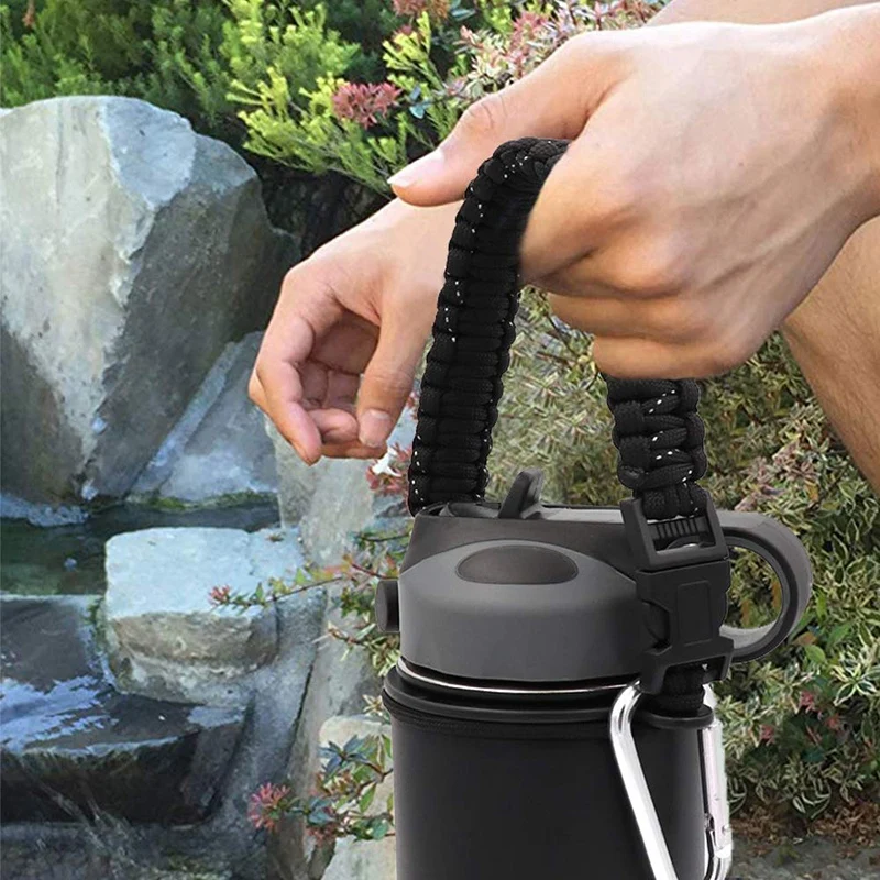 4 Piece Umbrella Cord Handle for Wide Flask Bottles 12 Oz-64 Oz Water Bottle with Safety Ring and Carabiner | Спорт и развлечения