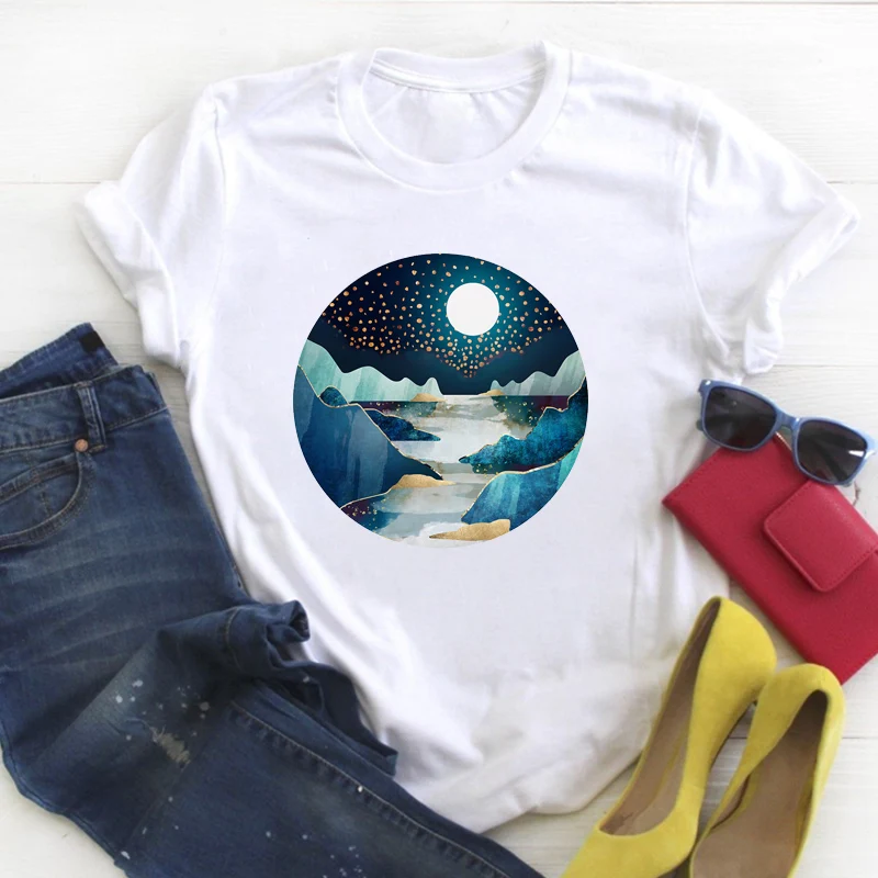 

Women Cartoon Flamingo Flower Beach Fashion Print Summer T Tee Ladies Female Top Shirt Clothes Tshirt Womens Graphic T-shirt