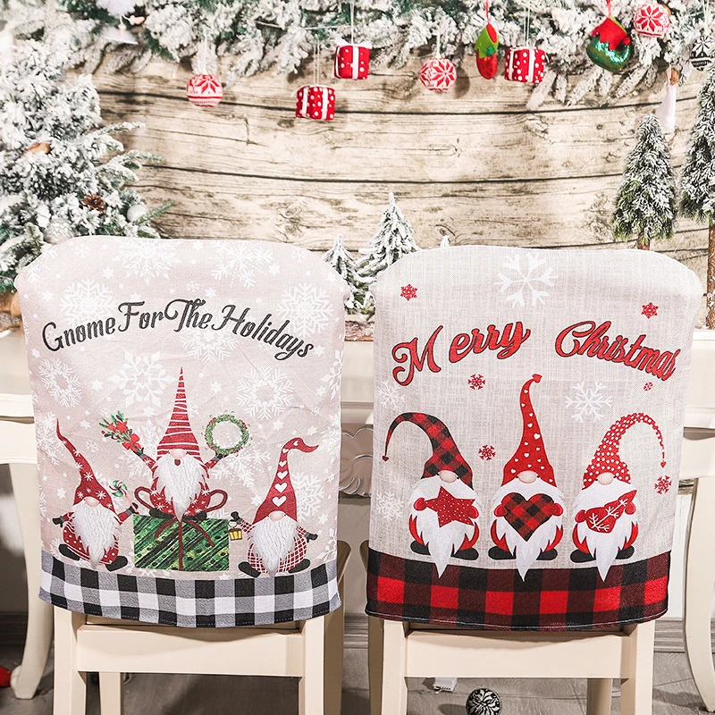 

48x58cm Christmas Chair Cover for Dining Room Removable Washable Christmas Chairs Protector Slipcover Christmas Decoration