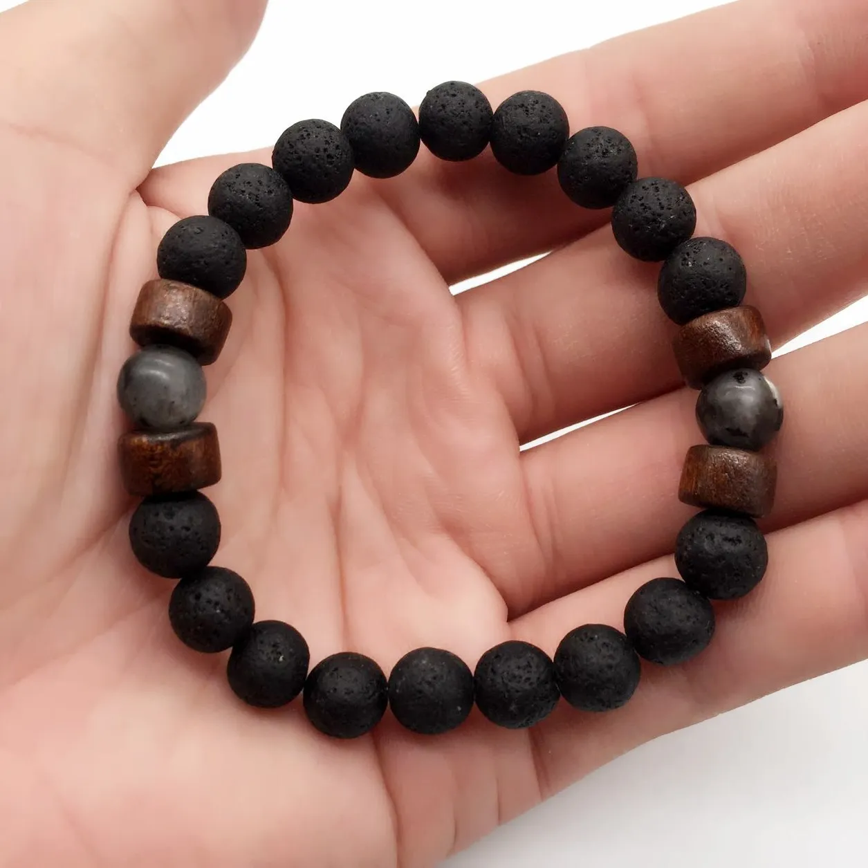 Мужской браслет натуральная бусинка из лунного камня тибетский Будда чакра лава