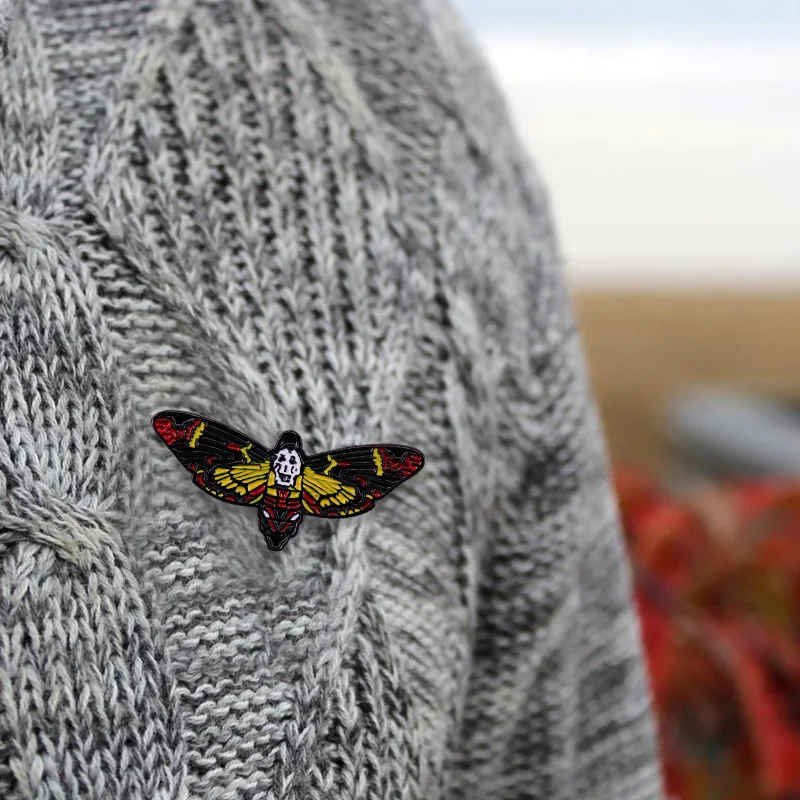 Брошь в виде бабочки смерти тишина ягнят Ганнибал фильм Готический Скелет