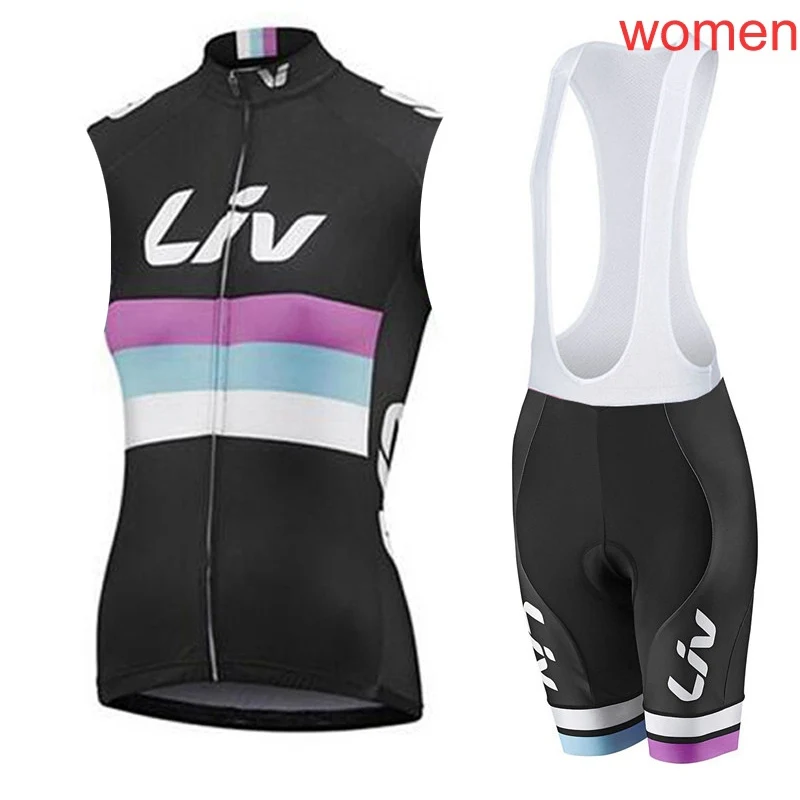 

2020 Summer Womens Cycling Sleeveless Jersey Vest Bib Shorts Set Bike Shirts Suit Outdoor Sport uniform S121459