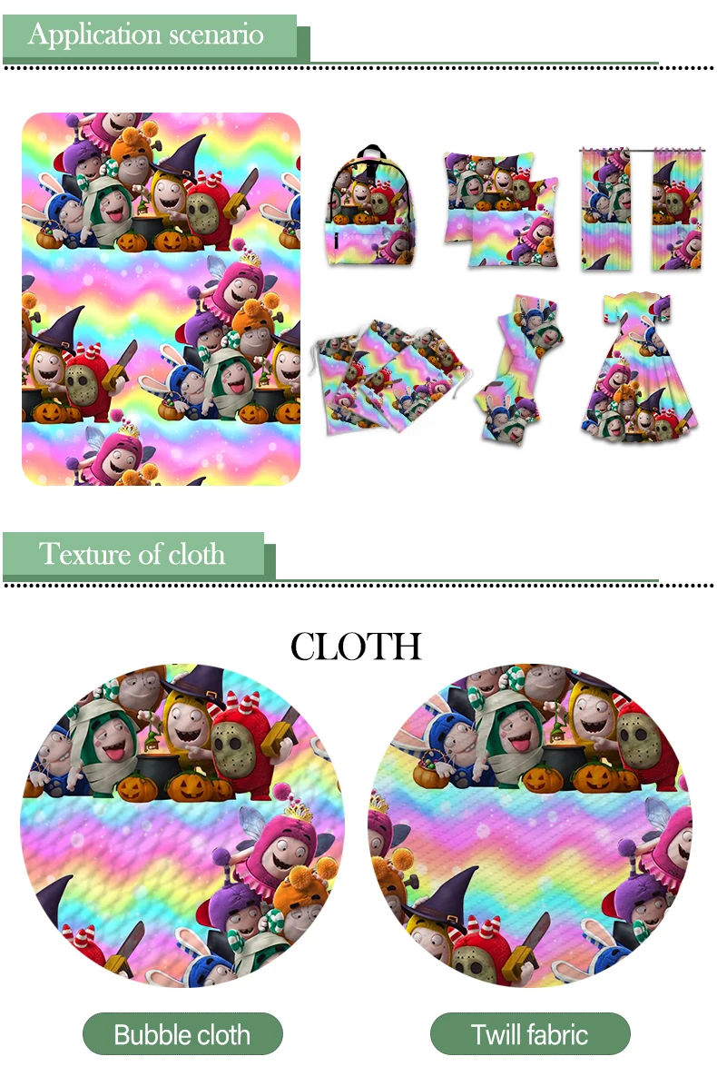 

Hot Oddbods Game Polyester Cotton Printed Fabric for Kids Clothes Hometextile Curtain Cushion Cover DIY 50*145CM