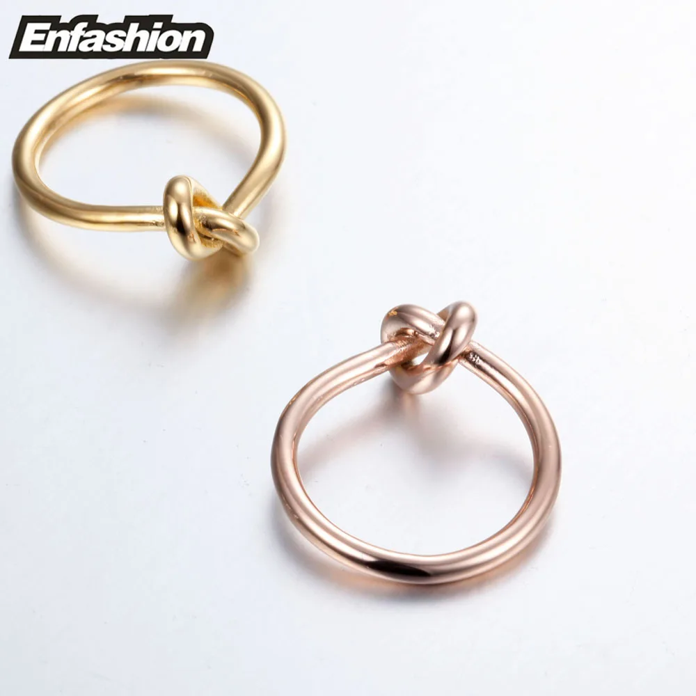 Enfashion,, кольца с узлом, нержавеющая сталь, розовое золото, цвет, кольцо средней длины, модные кольца на кончик пальца для женщин, ювелирные изделия, bigues Anillos