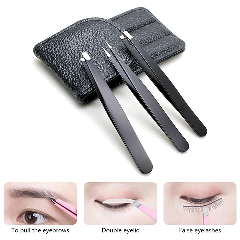 3PCS Stainless Steel Tweezers Kit With PU Box ESD Tweezer Tool Set High Quality Curved Straight Multifunction Nipper Repair | Инструменты