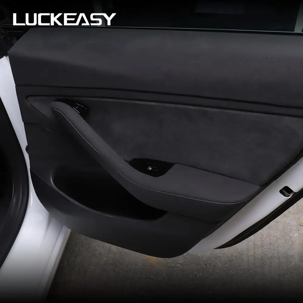 LUCKEASY Автомобильная откидная меховая дверная защита на подлокотник для Tesla модель 3- Защитная пленка для края двери