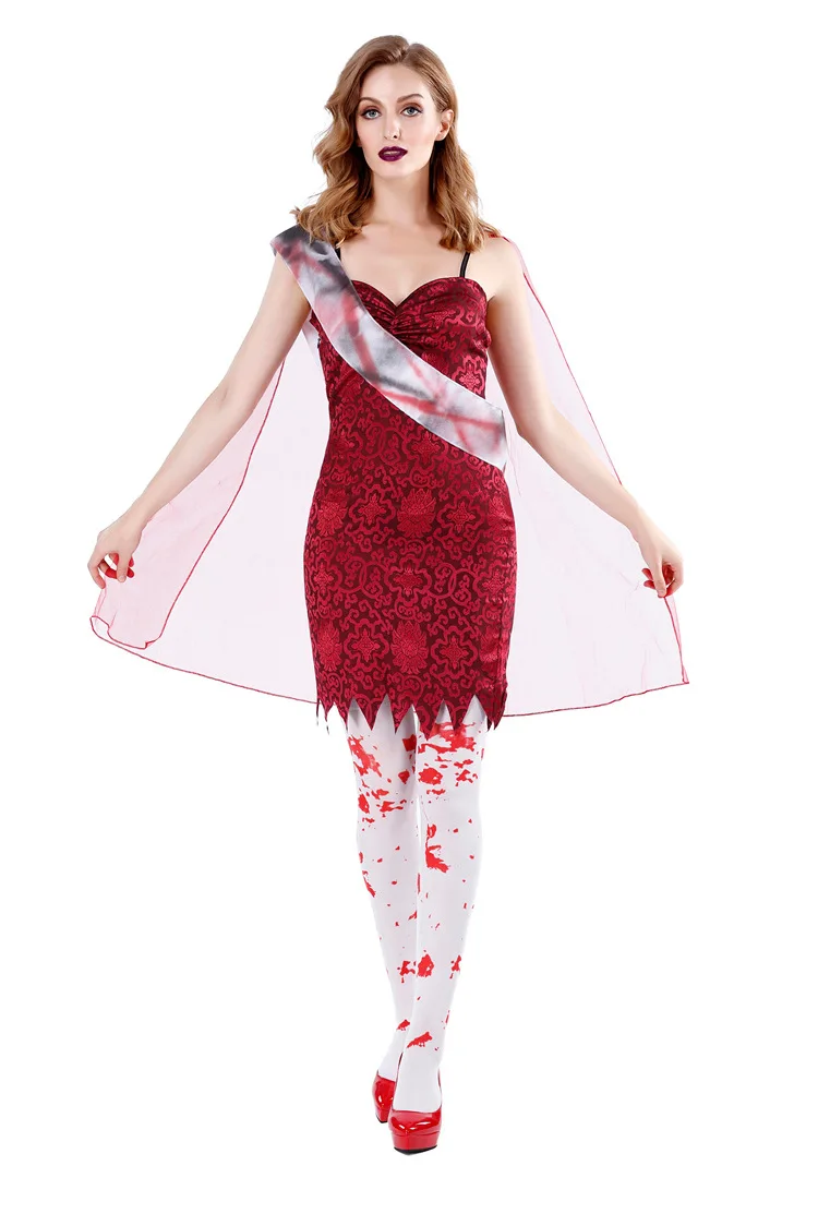 3 шт./компл. красный зомби обряд девушка Косплэй костюмы на Хэллоуин для Для
