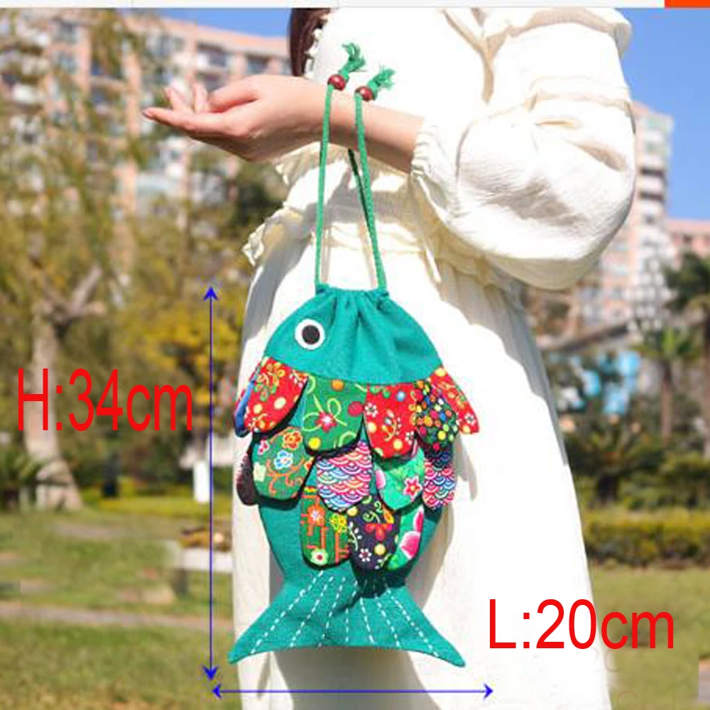 Нетканая сумка No. HTB-21 в этническом стиле форме рыбы и через плечо для покупок | Дом