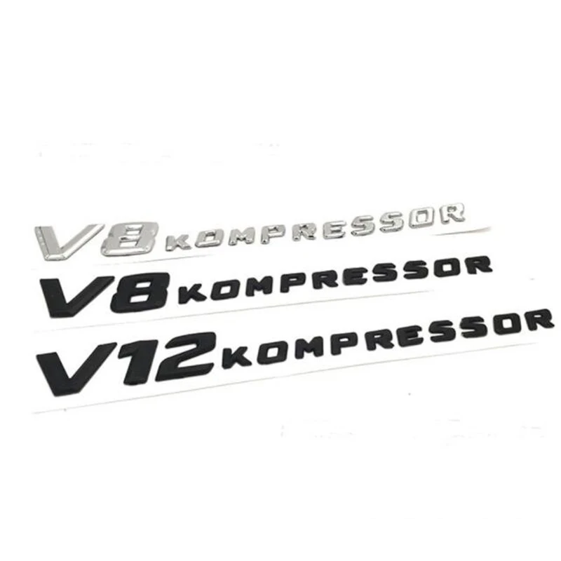 

ABS 3D Letters Emblem V8 KOMPRESSOR V12 KOMPRESSOR for Mercedes Benz Car Styling Side Fender Logo Sticker Chrome Matte Black