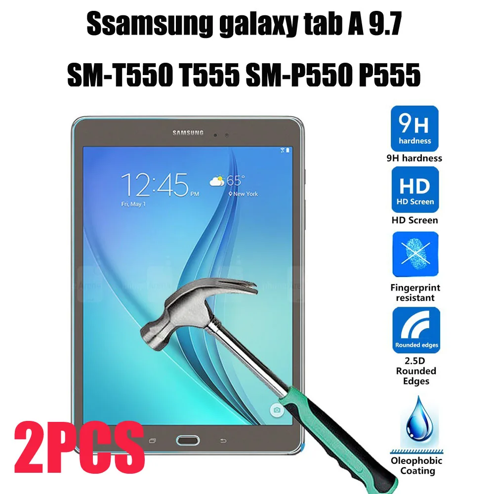 T550 glass 2PCS 2 шт защита для экрана из закаленного стекла для samsung Galaxy Tab A 10,1 T510 T515 SM-T510 SM-T515 10,5 SM-T580 t590защита от царапин - Цвет: T550 glass 2PCS