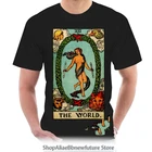 Футболка The World Tarot Card, The World Tarot Card, o-образный вырез Солнечный свет Мужская футболка Пальто Одежда Топы 6117Y