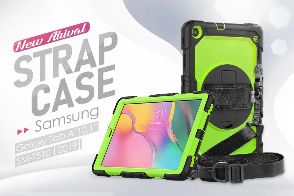 360 Вращающийся чехол для Samsung Galaxy Tab A 10,1 T510 T515 SM-T510 SM-515 чехол для планшета с ремешком на плечо+ ручка+ пленка
