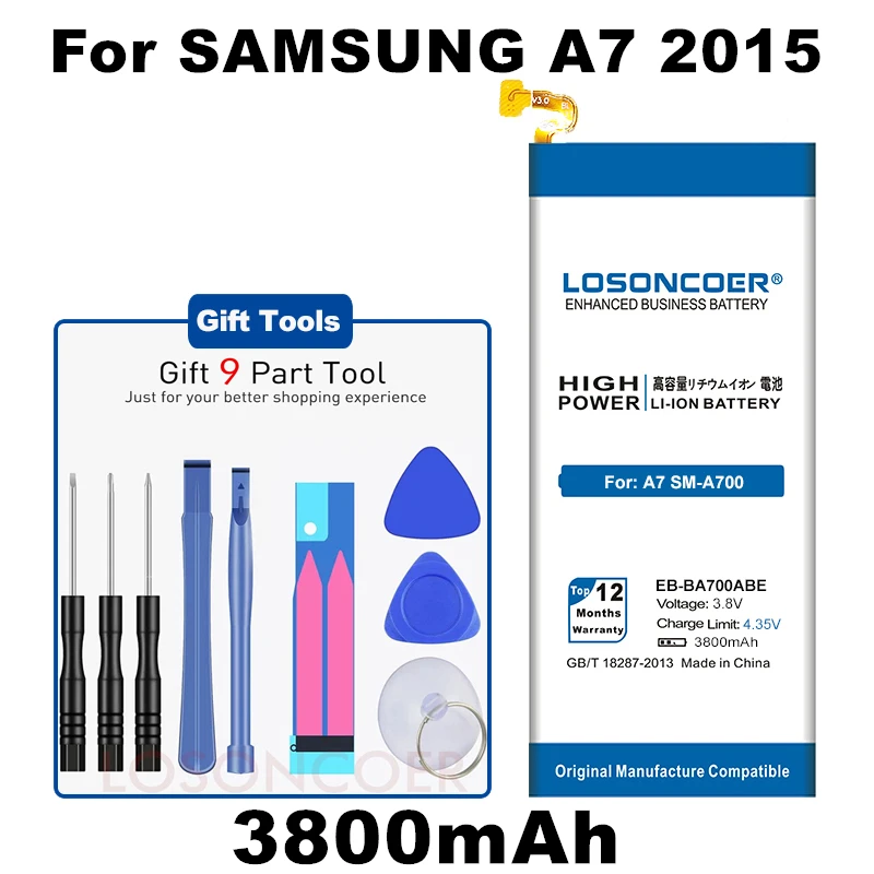LOSONCOER 3800 мА/ч EB BA700ABE Батарея для samsung Galaxy A7 2015 A700 A700L A700F A700H/X A700K A700FD A700YD A700S A7000