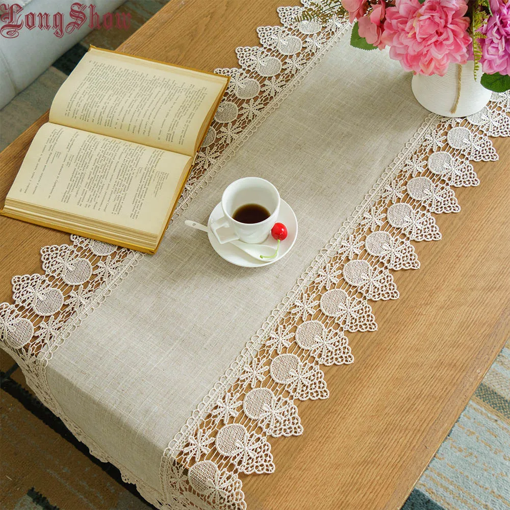 Винтажный Классический льняной настольный бегун с вышивкой в японском стиле