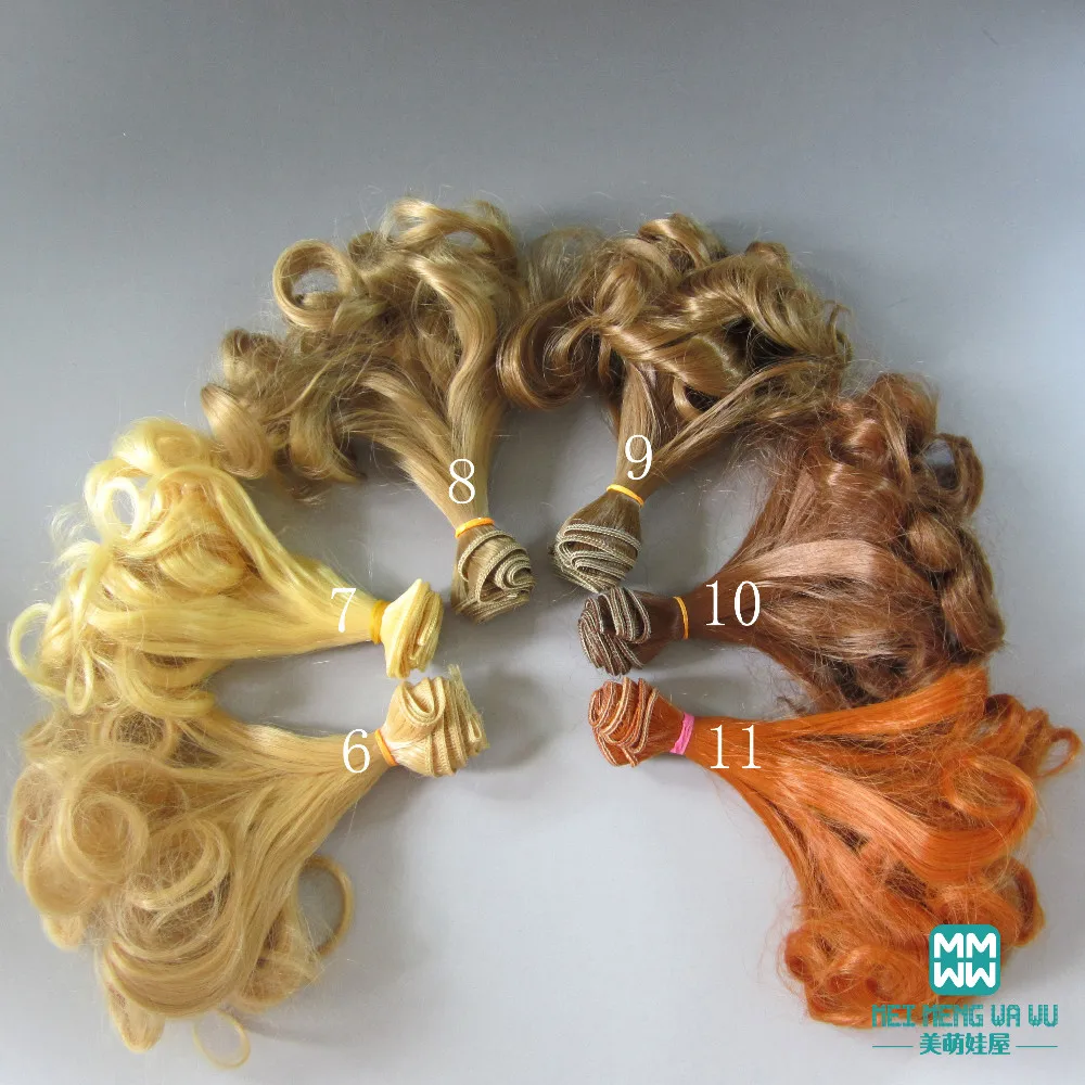 

1pcs 15cm&25cm hair for doll for 1/3 1/4 1/6 BJD doll wigs khaki Pear curls