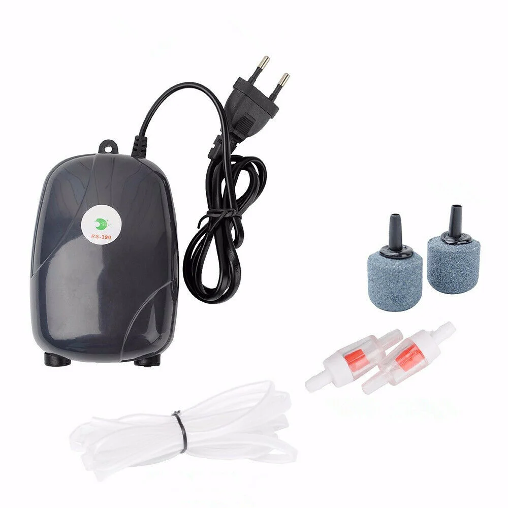 

Ультратихий насос для аэрации аквариума, воздушный компрессор с 2 воздушными камнями, силиконовые трубки, гидропоника, 5 Вт