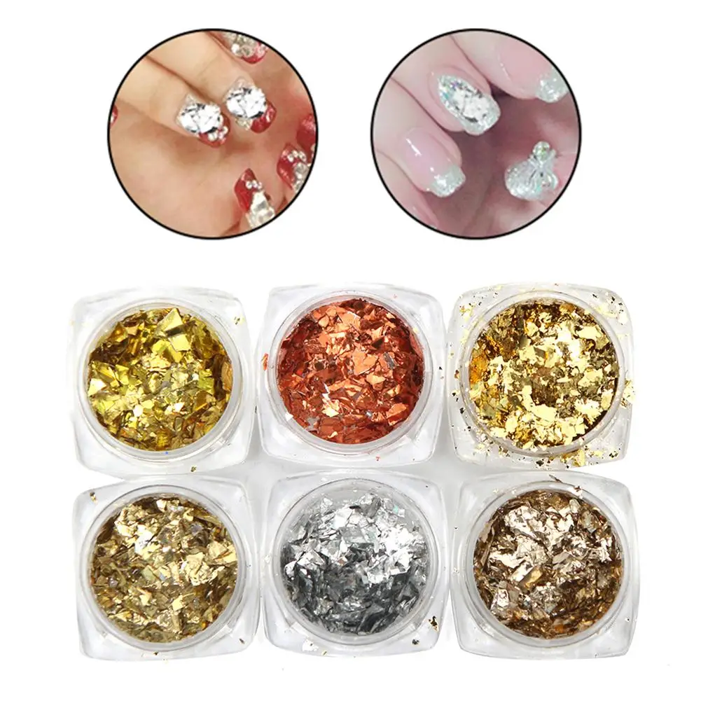 6 коробок блестящая Фольга для ногтевого дизайна D ecor наклейка на палец маникюр