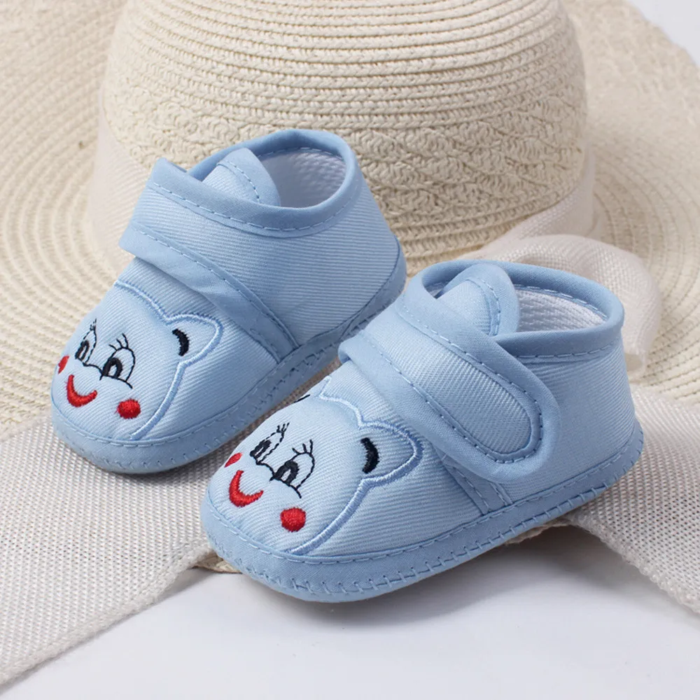 

Туфли для первых шагов младенцев, мягкая нескользящая подошва, мультяшный рисунок, Демисезонная обувь для начинающих ходить детей