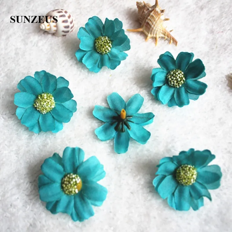 Turquoise Green 4,5 см Искусственные Свадебные цветы украшения ручной работы маленький Подсолнух хризантемы DIY Свадебные цветы аксессуары SJ001 - Цвет: Turquoise Green