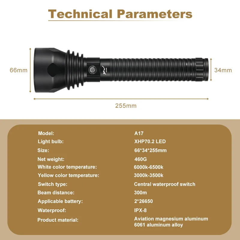 Bestellen High Power P70 Tauchen Licht 26650 Wiederaufladbare Ultra Helle Taschenlampe 4000lm