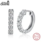 Effie Queen инкрустированные реальные 925 стерлингового серебра женские серьги в виде колец, крапановая закрепка ААА кубического циркония Маленький Сережка Модная бижутерия подарок BE82