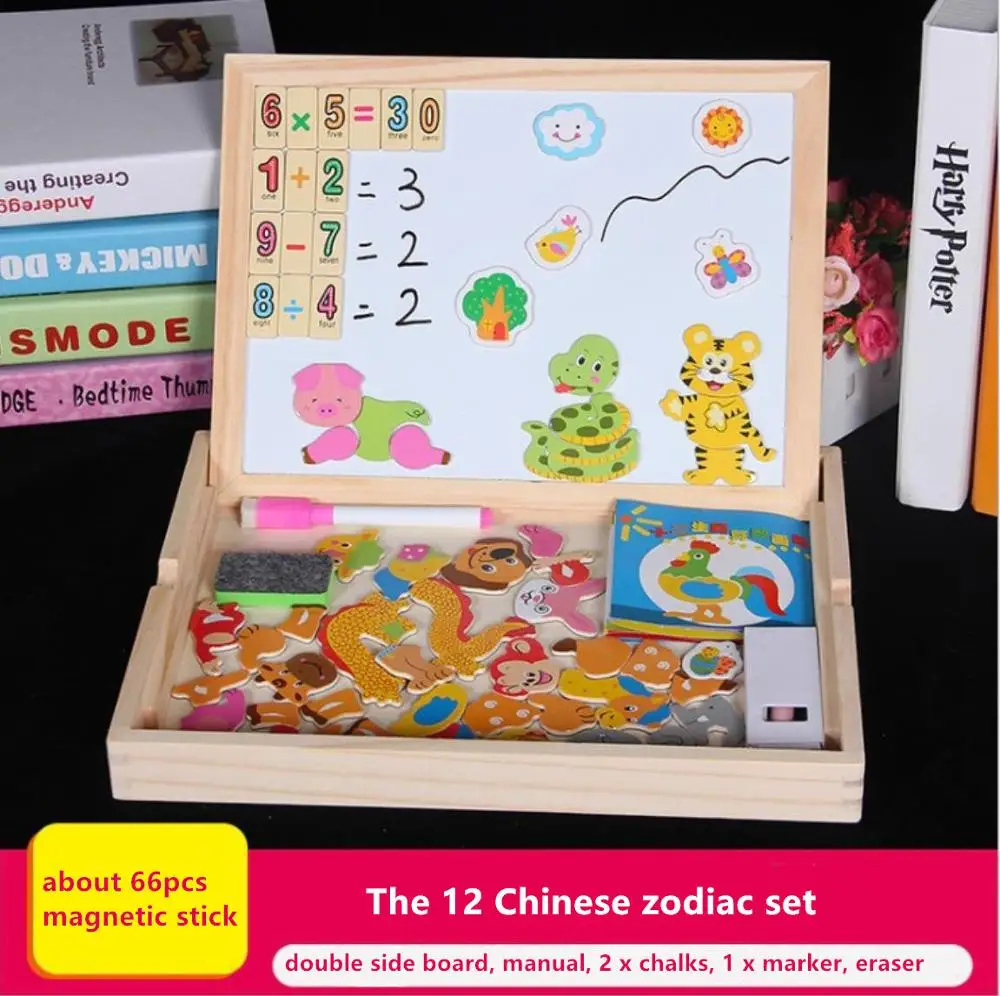 Деревянная магнитная головоломка/животные/цирк доска для рисования головоломка