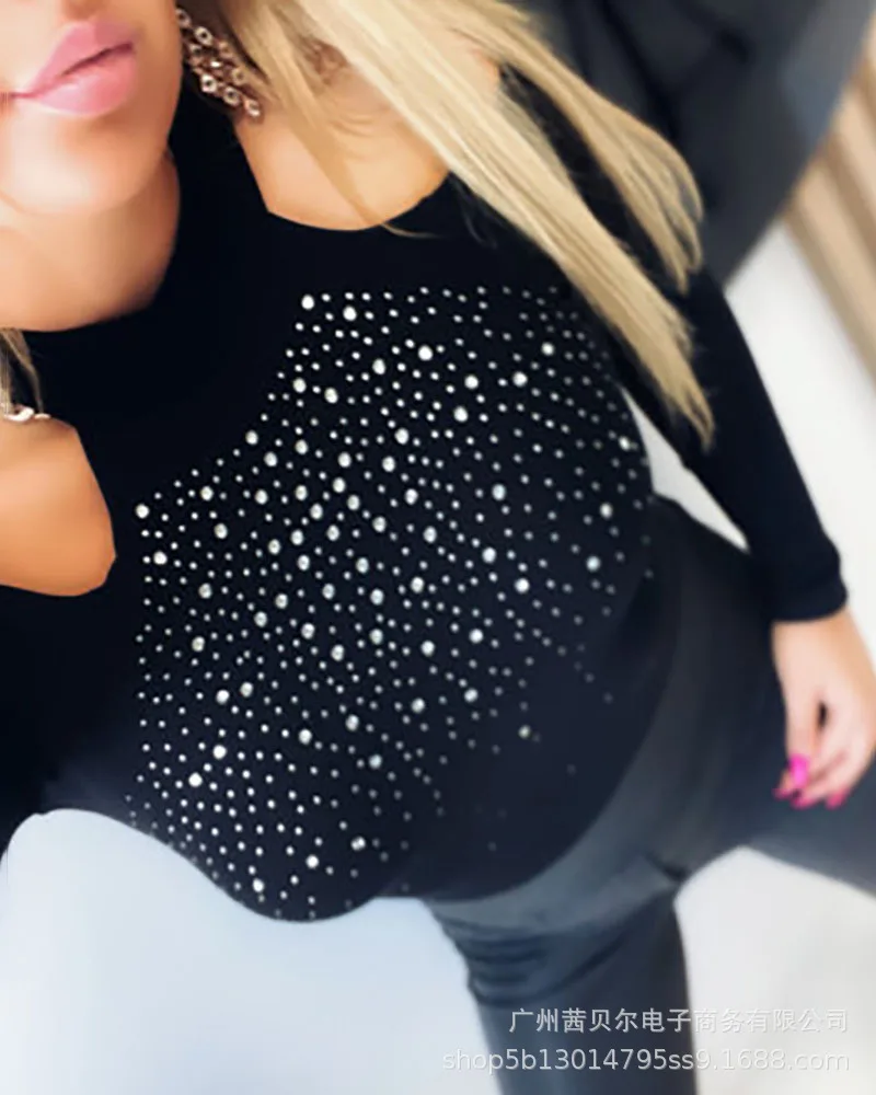 

Spot 2021 Women's New Black Strapless Rhinestone Top