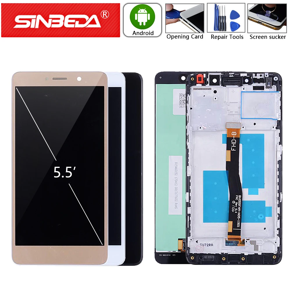 5 &quotSinbeda для HUAWEI Honor 6X ЖК дисплей с сенсорным экраном и рамкой GR5 2017 Honor6x LCD