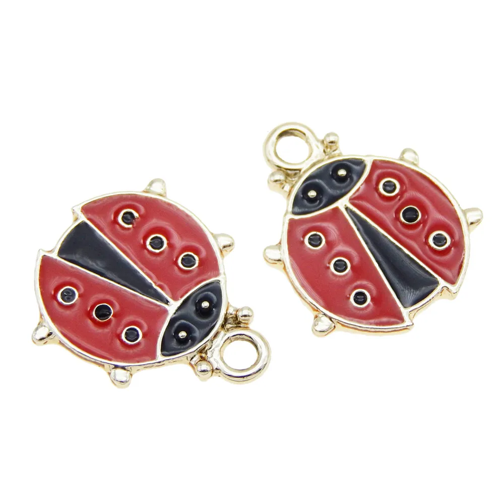 

Julie Wang 10pcs Enamel Ladybug Bumble Bee Charms Cute Alloy Insect Pendant For Bracelet Earrings Jewelry DIY Making Accessory