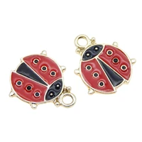 julie wang 10pcs enamel ladybug bumble bee charms cute alloy insect pendant for bracelet earrings jewelry diy making accessory