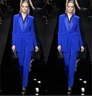 Женский брючный костюм, темно-синий деловой костюм для офиса, на заказ