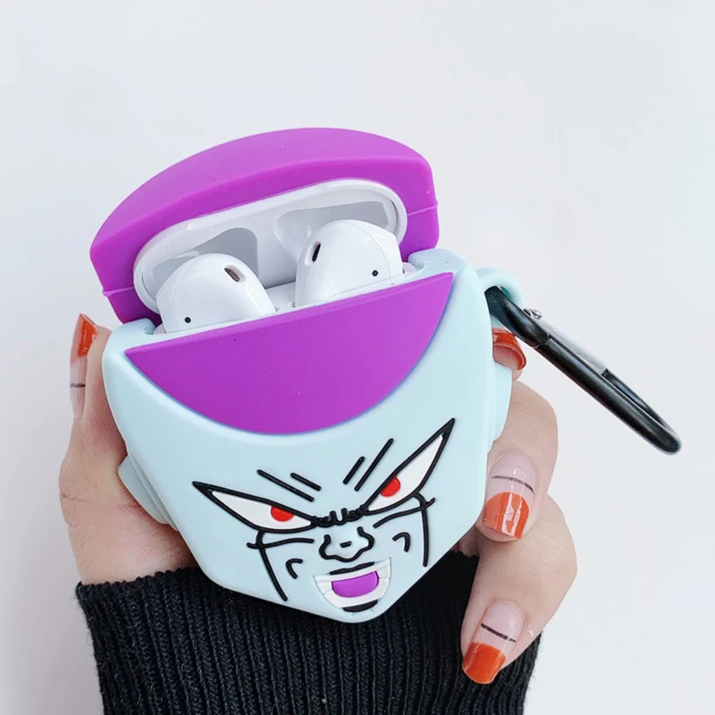 Frieza 3D мультфильм Рик и Морти чехол для наушников s для AirPods 1 2 Bluetooth гарнитура зарядная Коробка Чехол для наушников силиконовый чехол с крючком - Цвет: Frieza