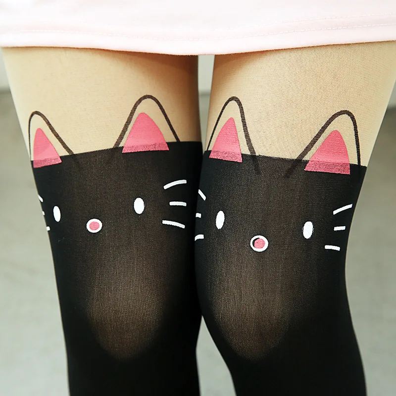 Anime cartoon stockings cat loving heart bear totoro devil Kumamon bowknot cute fun sweet women cotton stockings cosplay kawaii