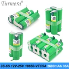 Аккумулятор Turmera 3S, 12 В, 4S, 16,8 в, 5S, 21 в, 6S, 25 в, VTC5A, US18650VTC5A, 2600 мАч, для отвертки 18 в