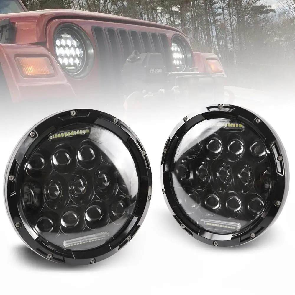 Для Jeep Wrangler светодиодные фары 7 дюймов круглые дальнего ближнего света DC 12v 24v для
