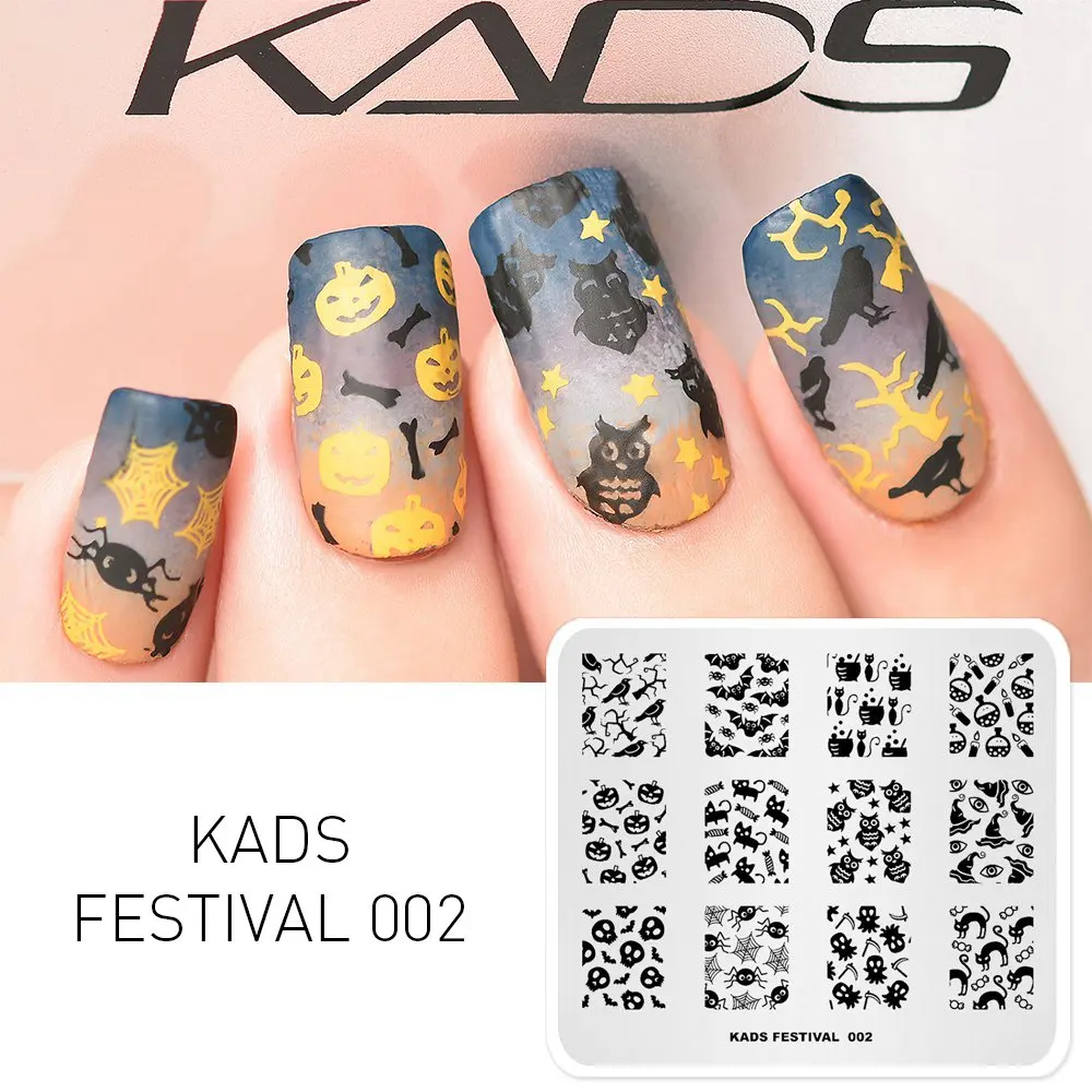 KADS 18 дизайн ногтей штамповки пластины Рождество и Хэллоуин стиль дизайн ногтей штамп изображения трафаретные гвозди инструмент для маникюра - Цвет: Festival 002