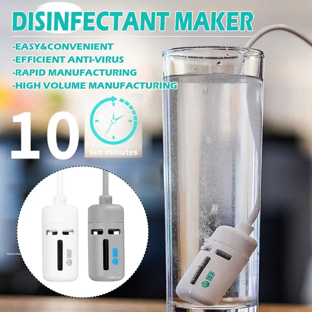 

5V Mini USB Portable Generate Sodium Electric Hypochlorous Acid Generator household electrolytic Disinfectant water generator