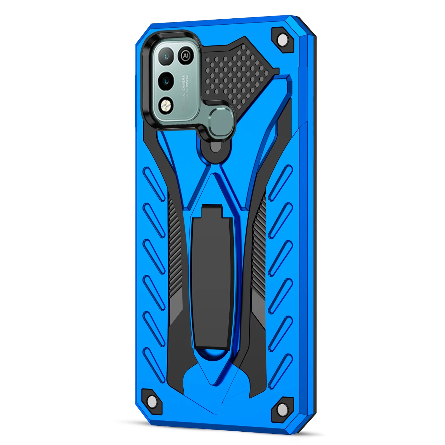 luxury shockproof armor phone cases for infinix hot 9 10 play 10s smart 5 coque hidden stand heavy duty protection cover shell free global shipping